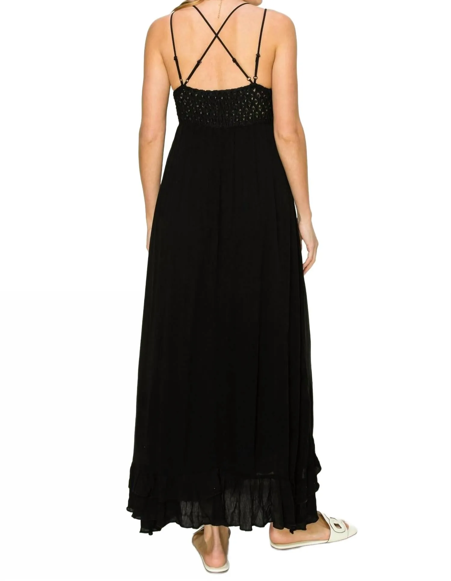 In Love Bustier Lace Maxi Dress In Black