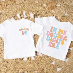 In My Double Digit Era Kids Front & Back Logo White T-shirt girls clothes cheap