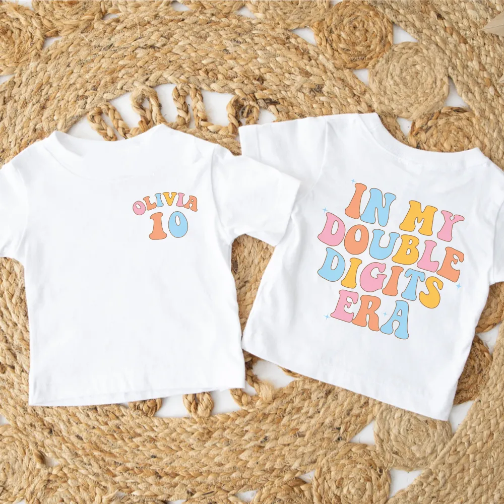 In My Double Digit Era Kids Front & Back Logo White T-shirt girls clothes cheap