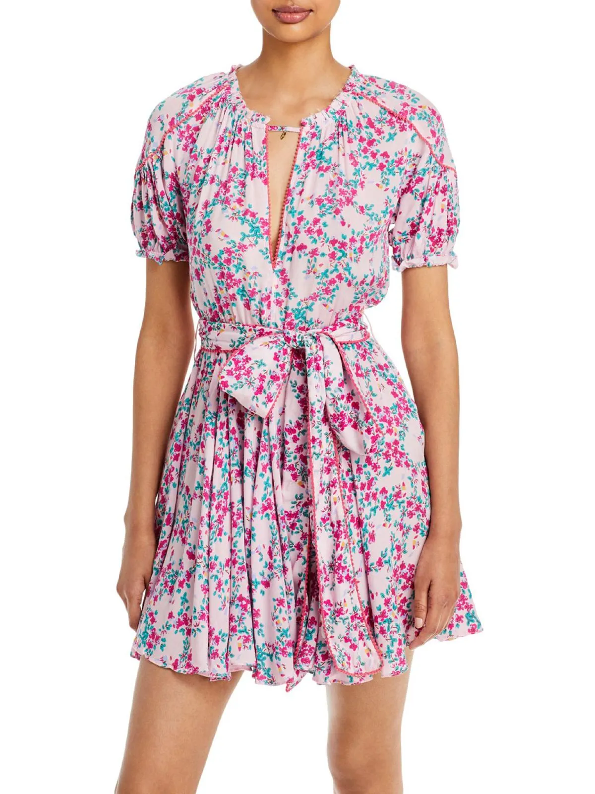 Ivy Womens Floral Print Short Mini Dress