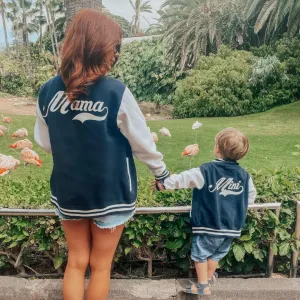 Jessica Hayes Mama & Mini Navy Varsity Jackets nursing tops best deals