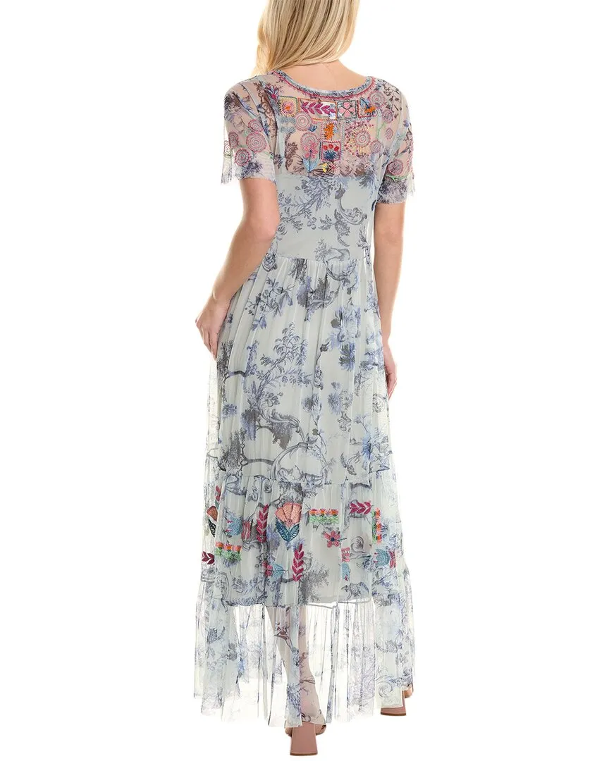 Johnny Was Logan Tiered Mesh Maxi Dress