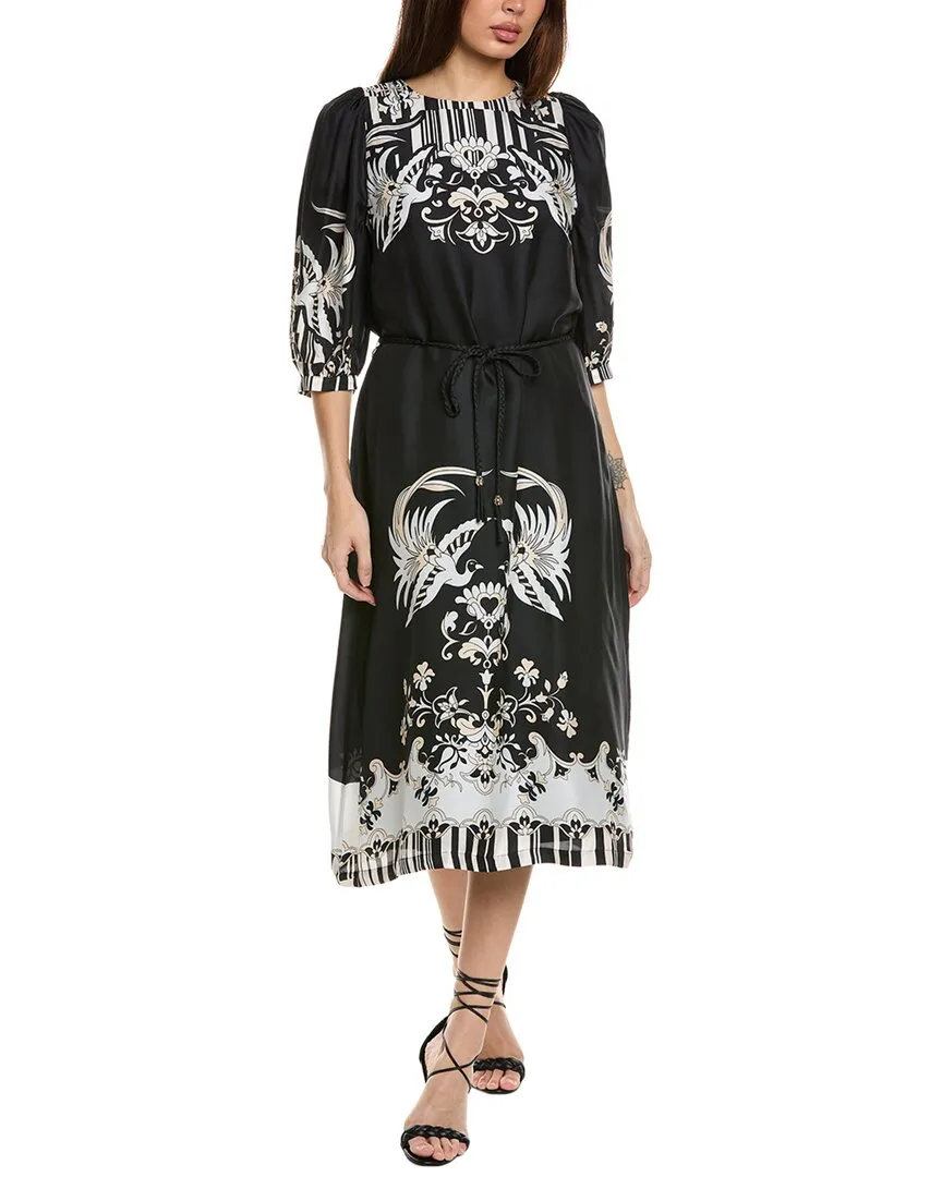 Johnny Was Viviette Silk-Blend Midi Dress