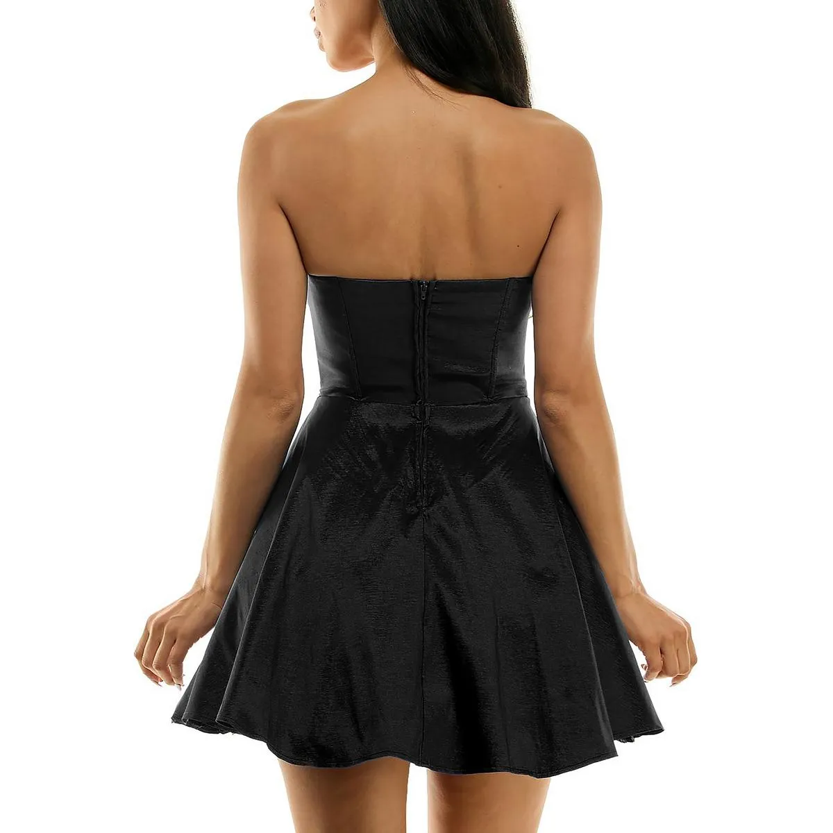 Juniors Womens Bustier Ruffled Fit & Flare Dress