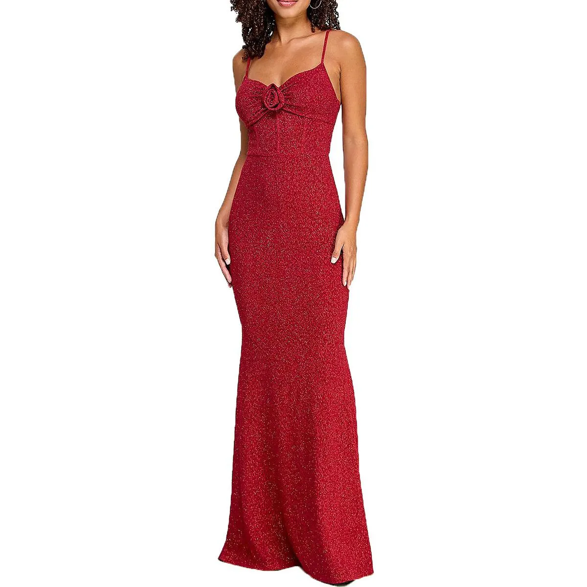 Juniors Womens Glitter Formal Evening Dress