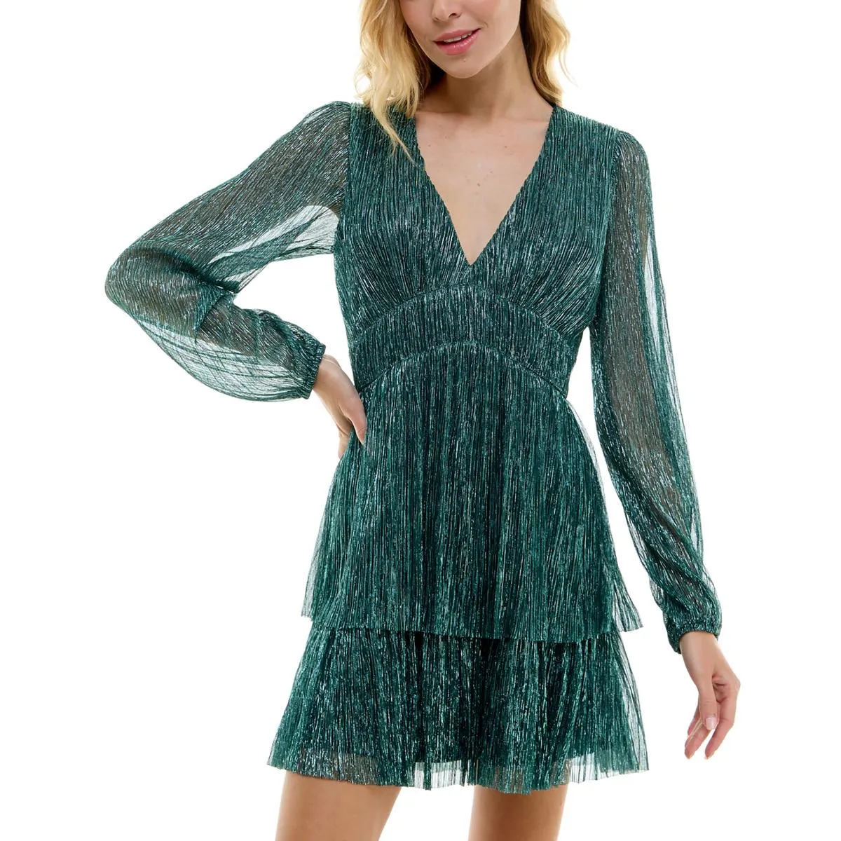 Juniors Womens Metallic Cocktail And Party Dress