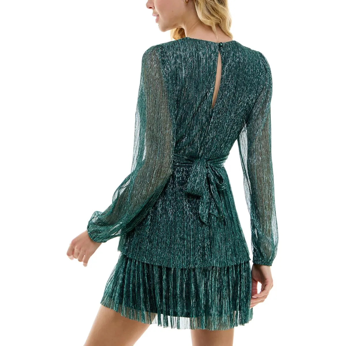 Juniors Womens Metallic Cocktail And Party Dress