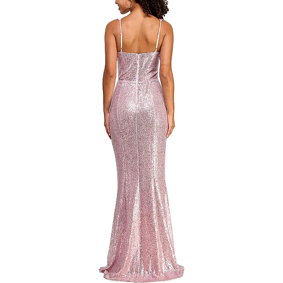 Juniors Womens Sequined Sweetheart neck Evening Dress