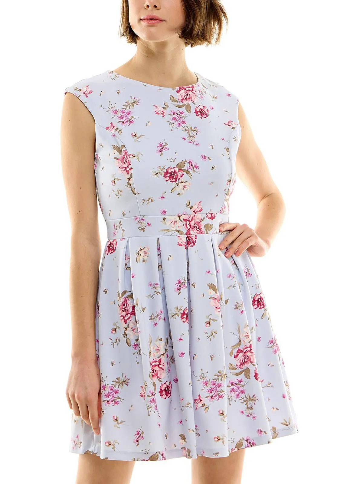 Juniors Womens Wedding Mini Fit & Flare Dress