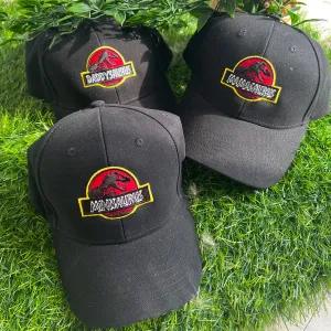 Jurassic Daddy, Mama & Mini Saurus Matching Black Caps baby bump outfits discount