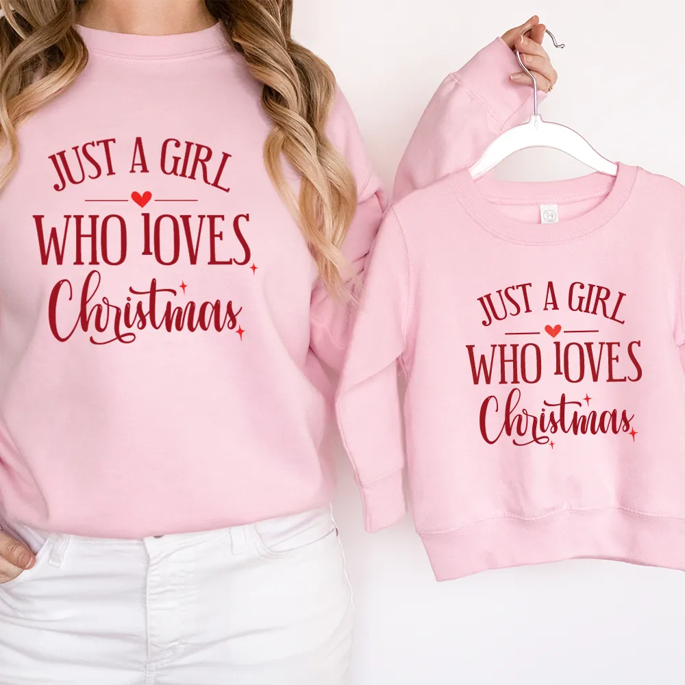 Just A Girl Who Loves Christmas Matching Sweatshirts girls skirts clearance