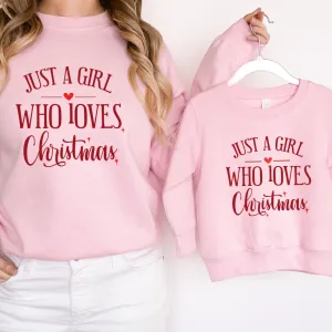 Just A Girl Who Loves Christmas Matching Sweatshirts breastfeeding tops cheap