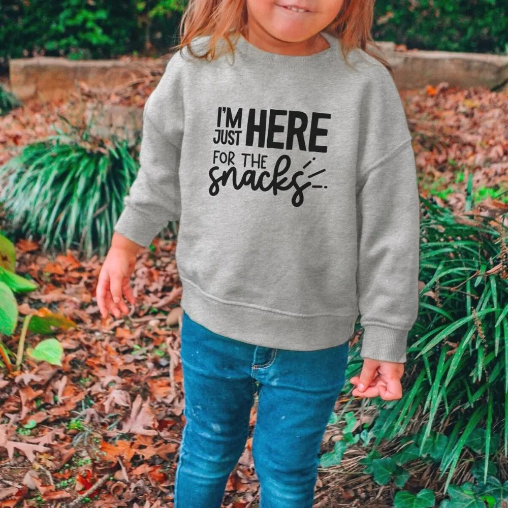 Just Here For The Snacks Kids Sweatshirt boys fashion clearance