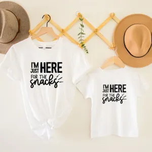 Just Here For The Snacks Mum & Kid Matching T-Shirts discount mum dresses