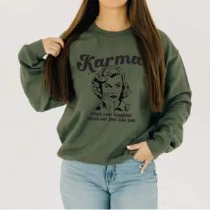 Karma.. she's Just Like You Retro Women's Sweatshirt postpartum clothes sale