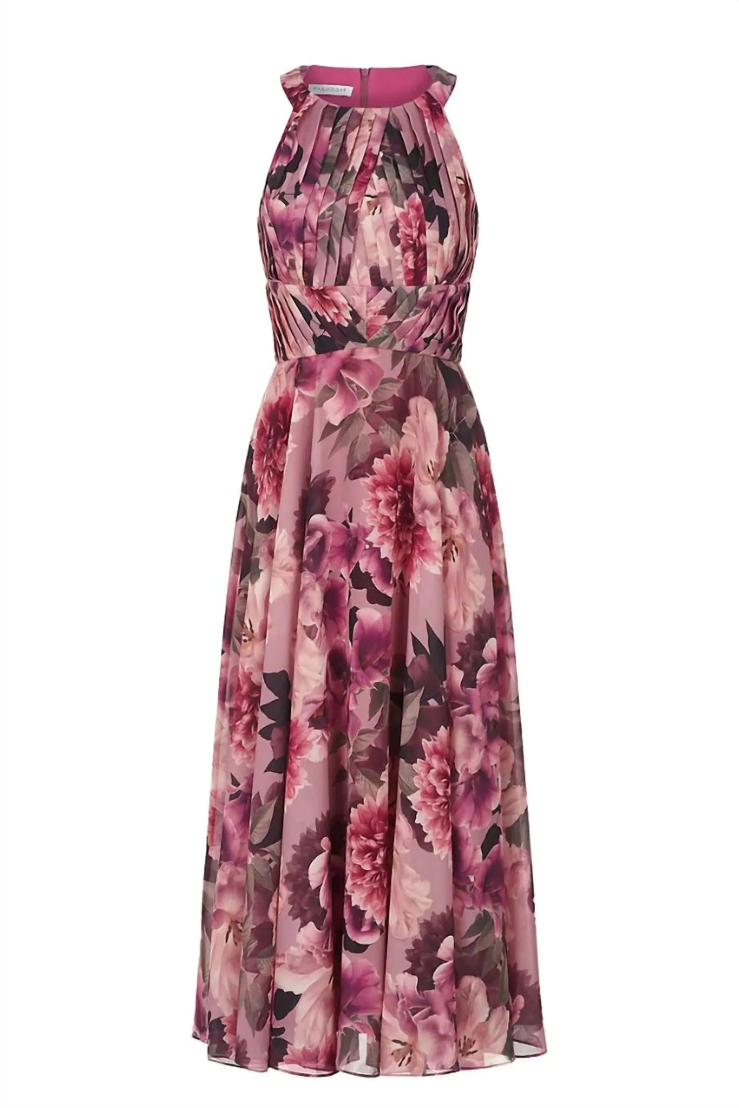 Katalina Tea Length Dress In Wood Rose