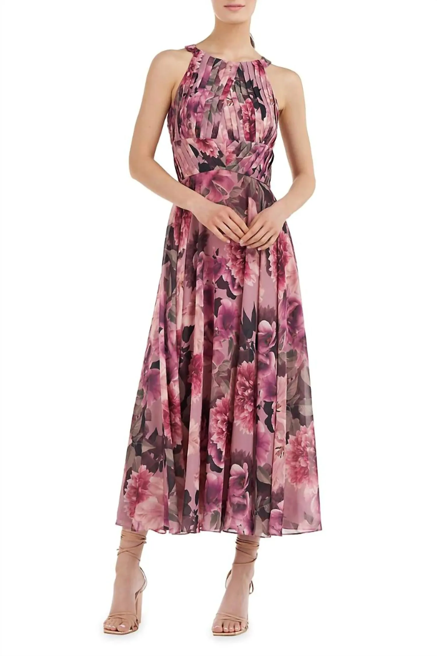 Katalina Tea Length Dress In Wood Rose