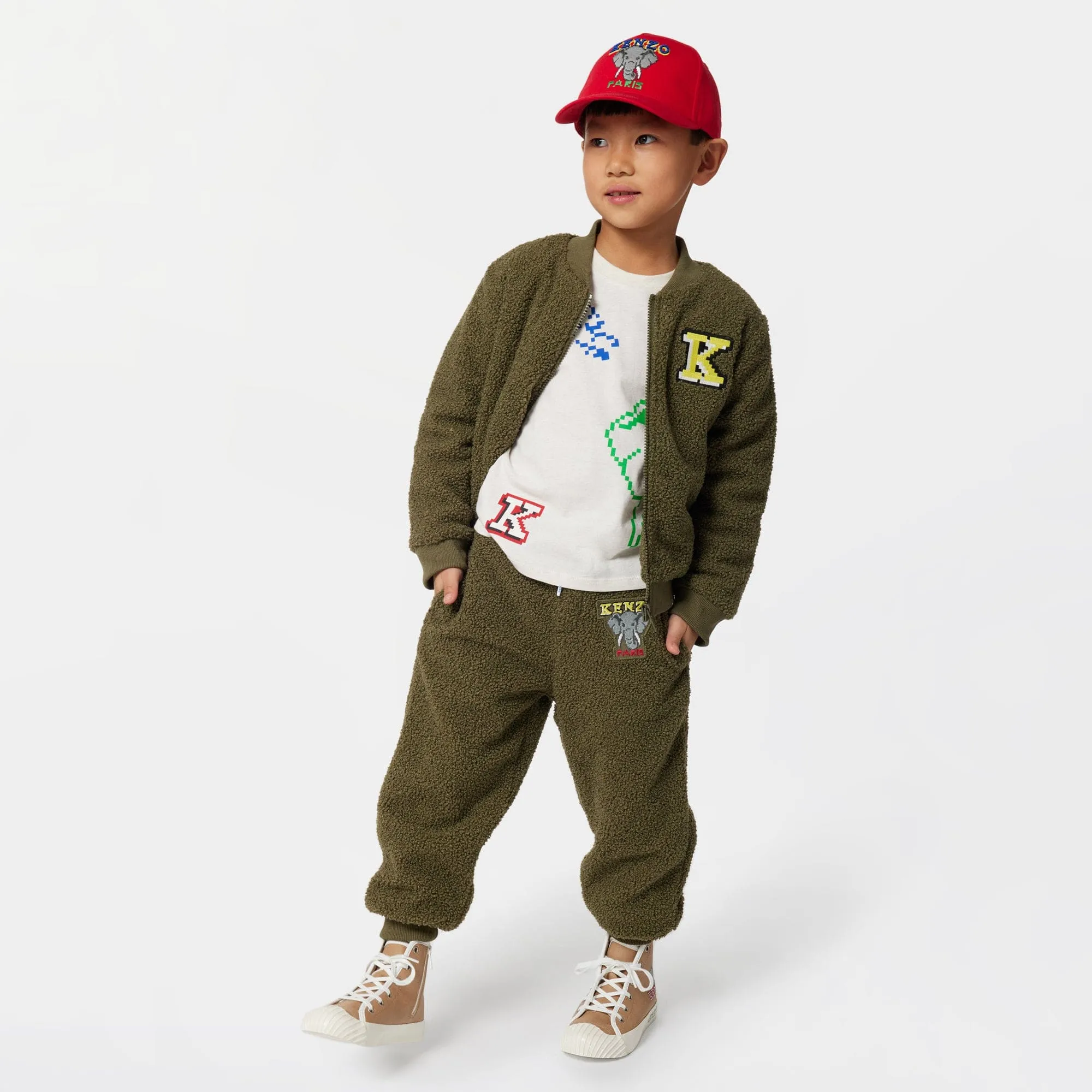 KENZO Jogginghose für Jungen aus Kunst-Sherling in Khaki