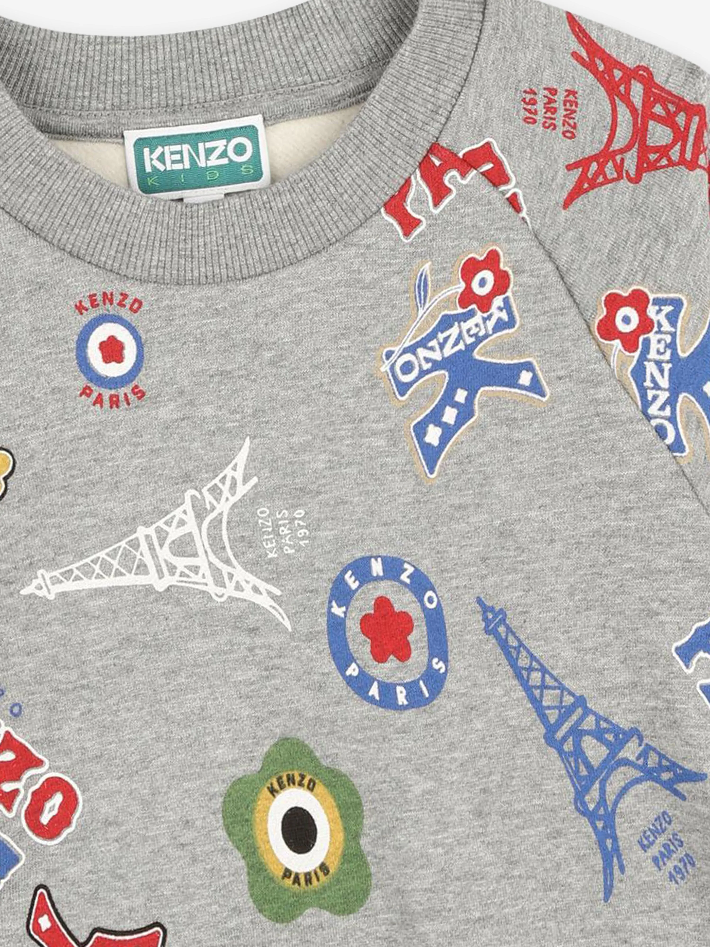 KENZO Boys Paris Logo Sweatshirt in Grau