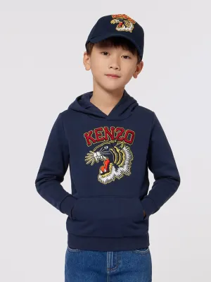 KENZO Boys Tiger Logo Kapuzenpullover in Marineblau