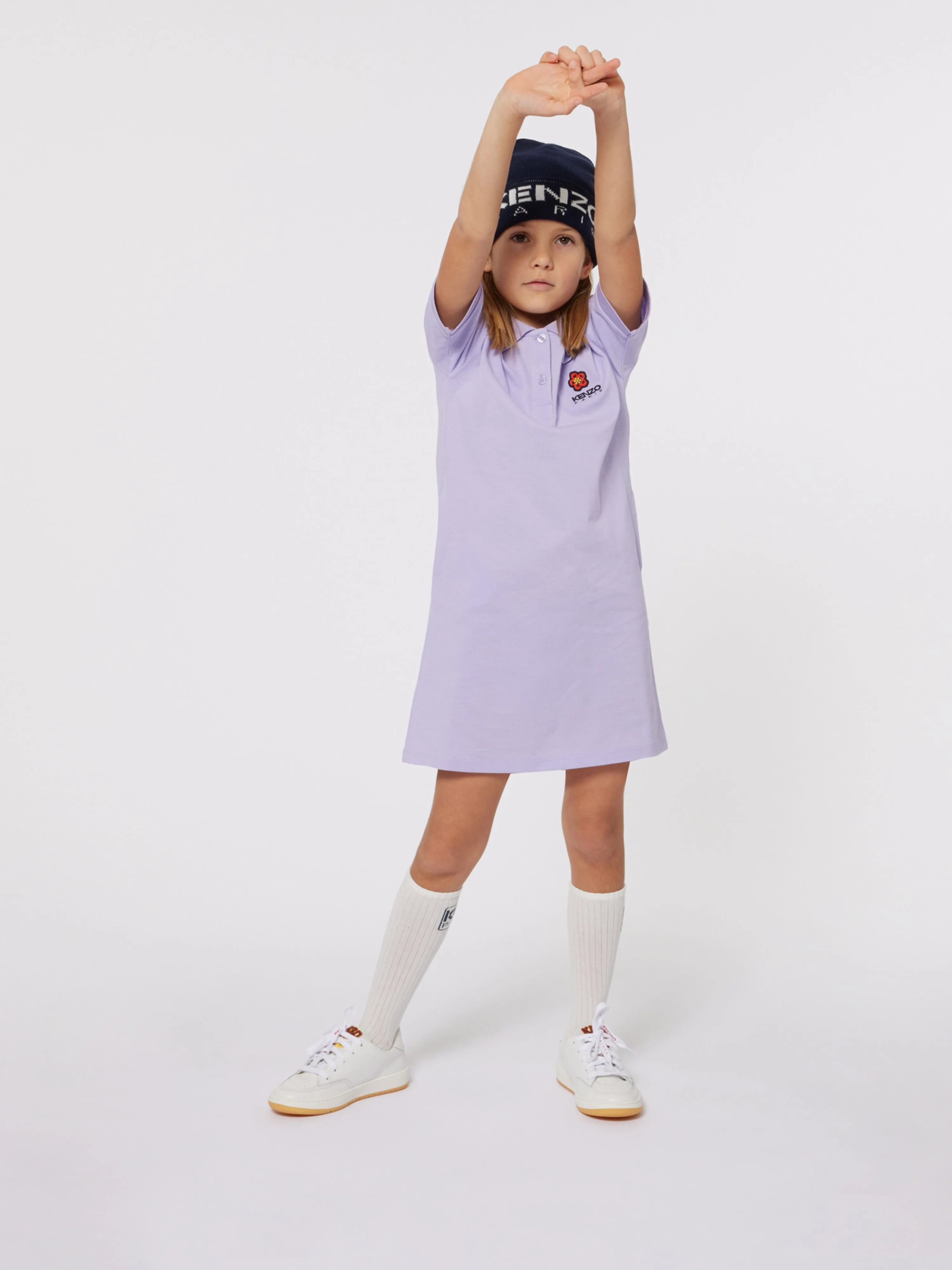 KENZO Girls Boke Flower Polo-Kleid in Lila