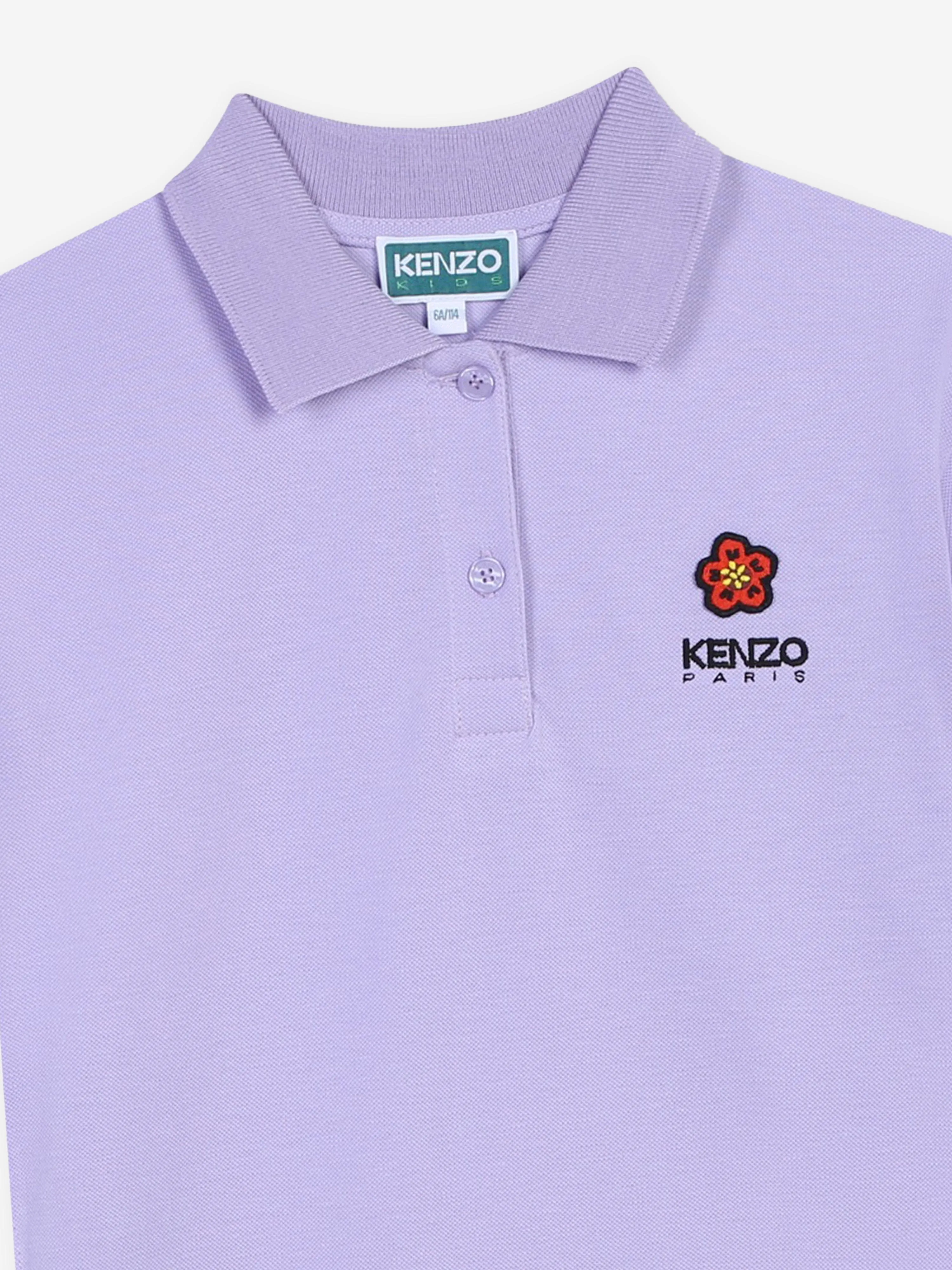 KENZO Girls Boke Flower Polo-Kleid in Lila