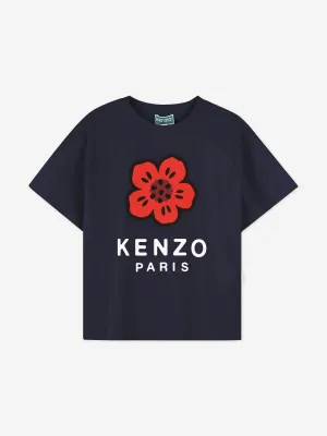 Kids Boke Blumen T-Shirt in Marineblau