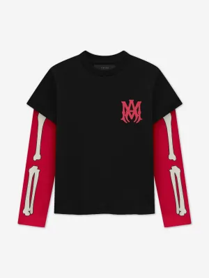 Kinder Knochen Langarm T-Shirt in Schwarz