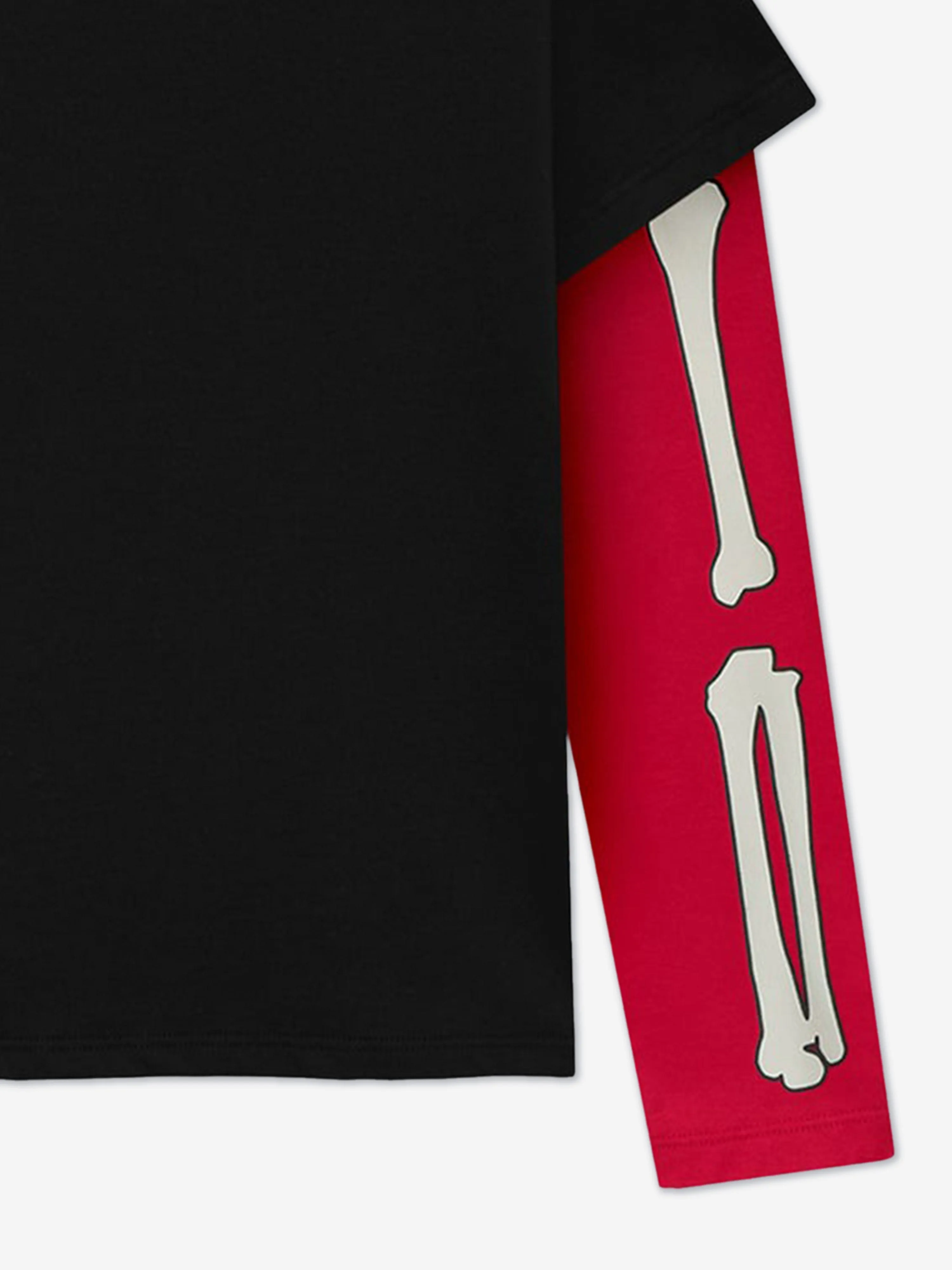 Kinder Knochen Langarm T-Shirt in Schwarz