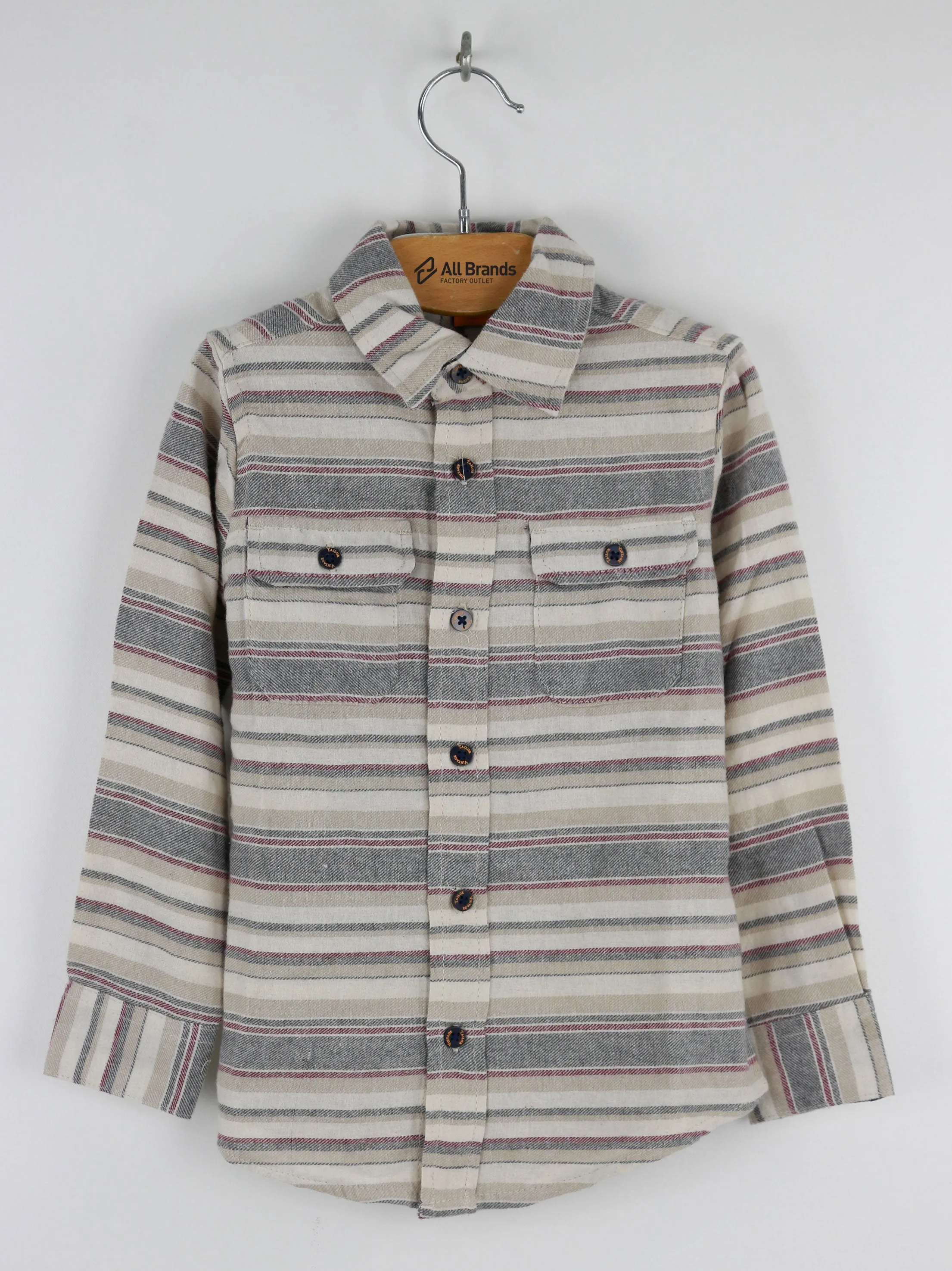Kinder Jungen Gestreiftes Freizeithemd, Beige