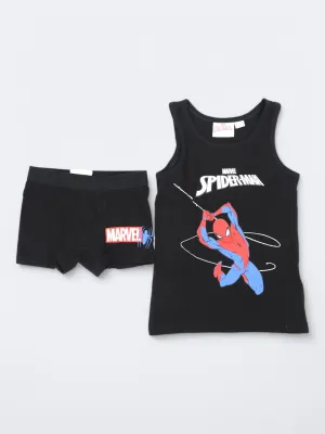 Kinder Jungen 2-teiliges Tank Top & Boxer Set, Schwarz