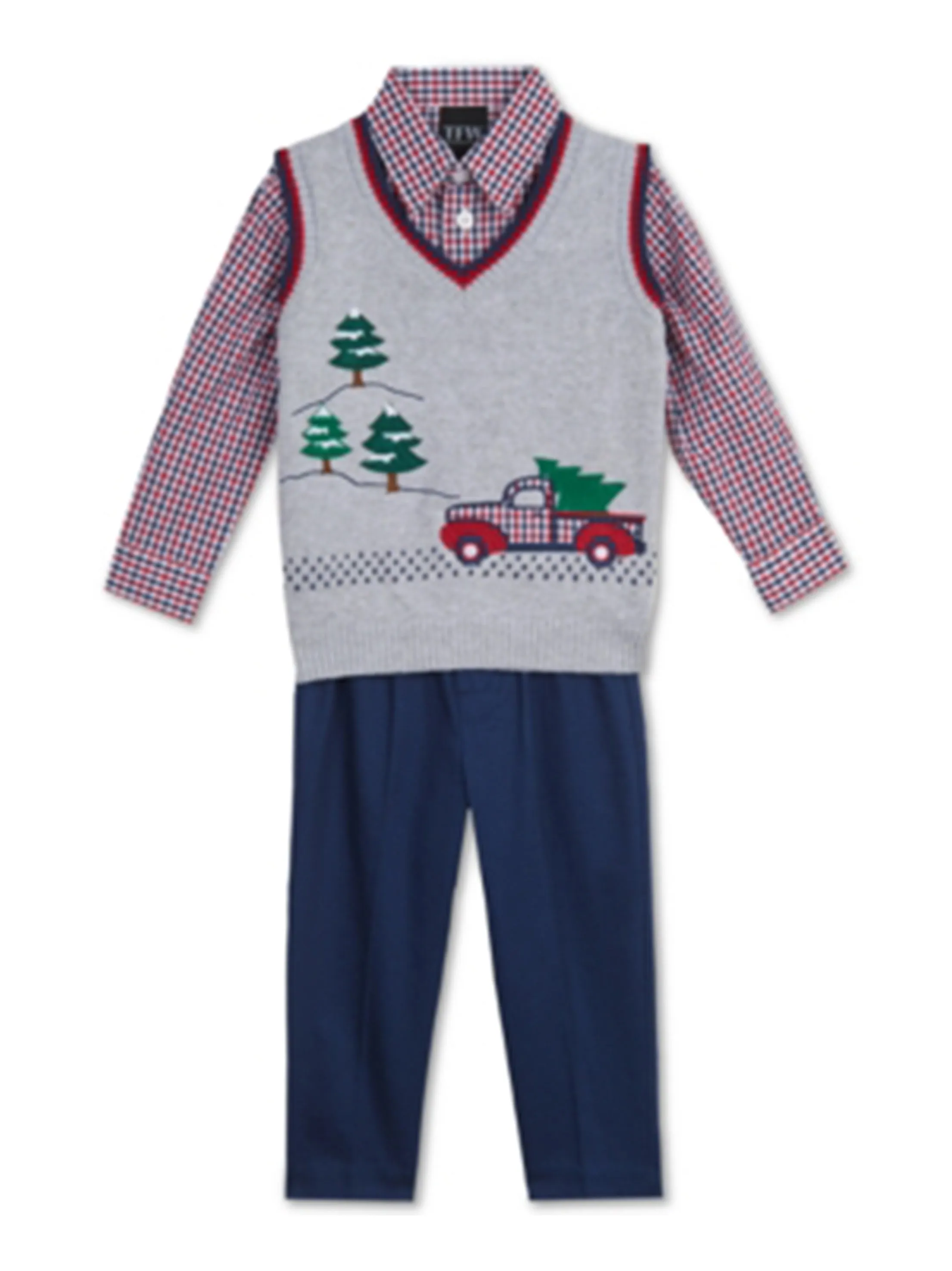 Kinder 3-teiliges Weihnachts-Set für Jungen, Oberteil & Hose, Mehrfarbig