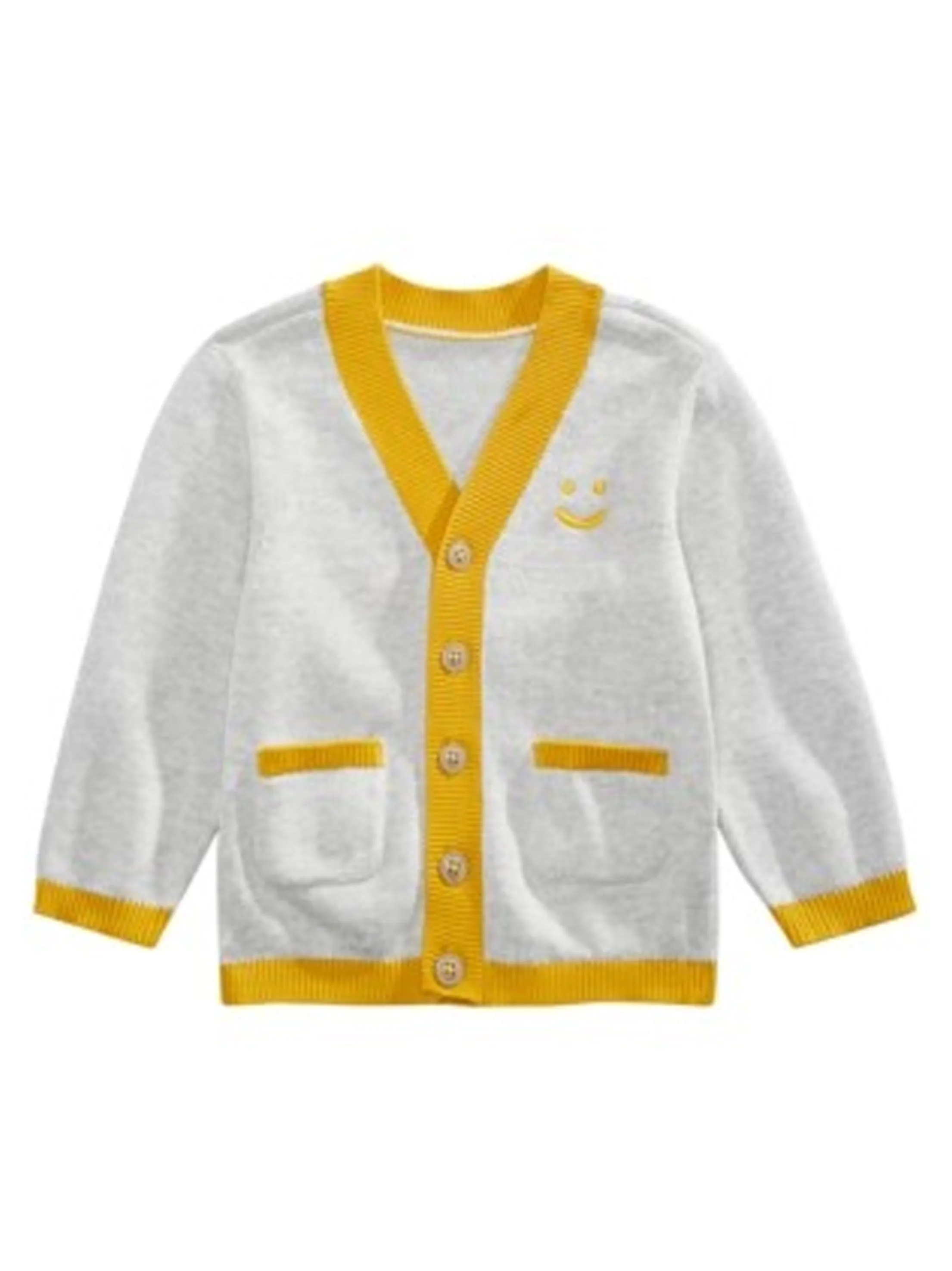 Kinder Cardigan für Jungen mit Aufdruck und Stickerei, Grau/Gelb