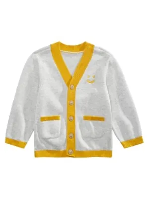 Kinder Cardigan für Jungen mit Aufdruck und Stickerei, Grau/Gelb