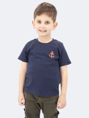 Kinder Jungen T-Shirt mit Aufdruck, Marineblau