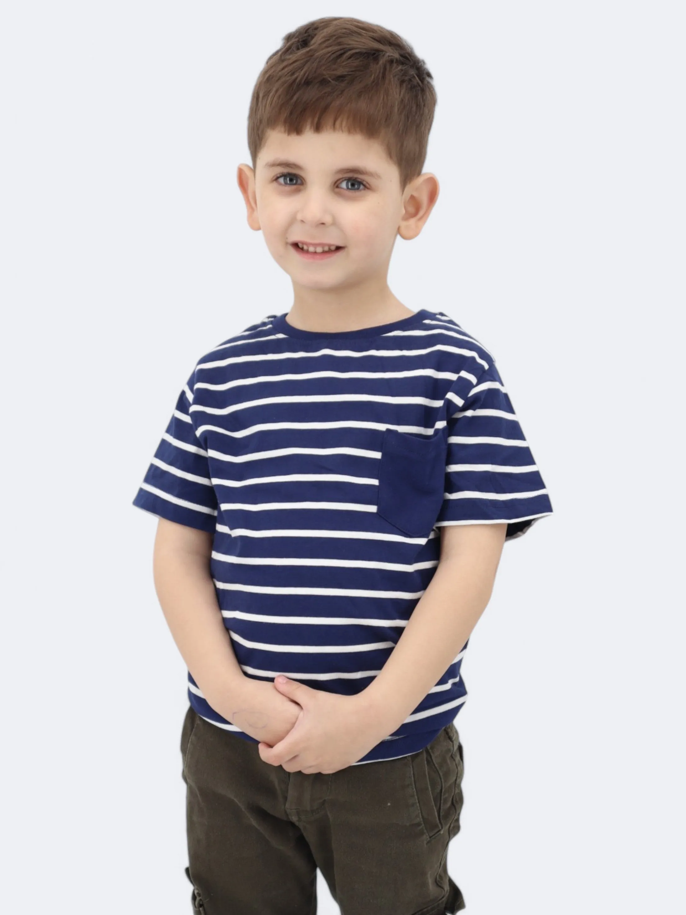 Jungen Gestreiftes T-Shirt, Marineblau