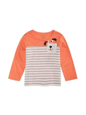 Kinder Jungen Gestreiftes Oberteil, Orange/Weiß