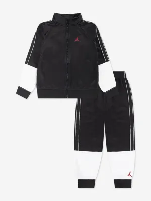 Kinder Colourblock-Trikot-Taping-Jogginganzug in Schwarz