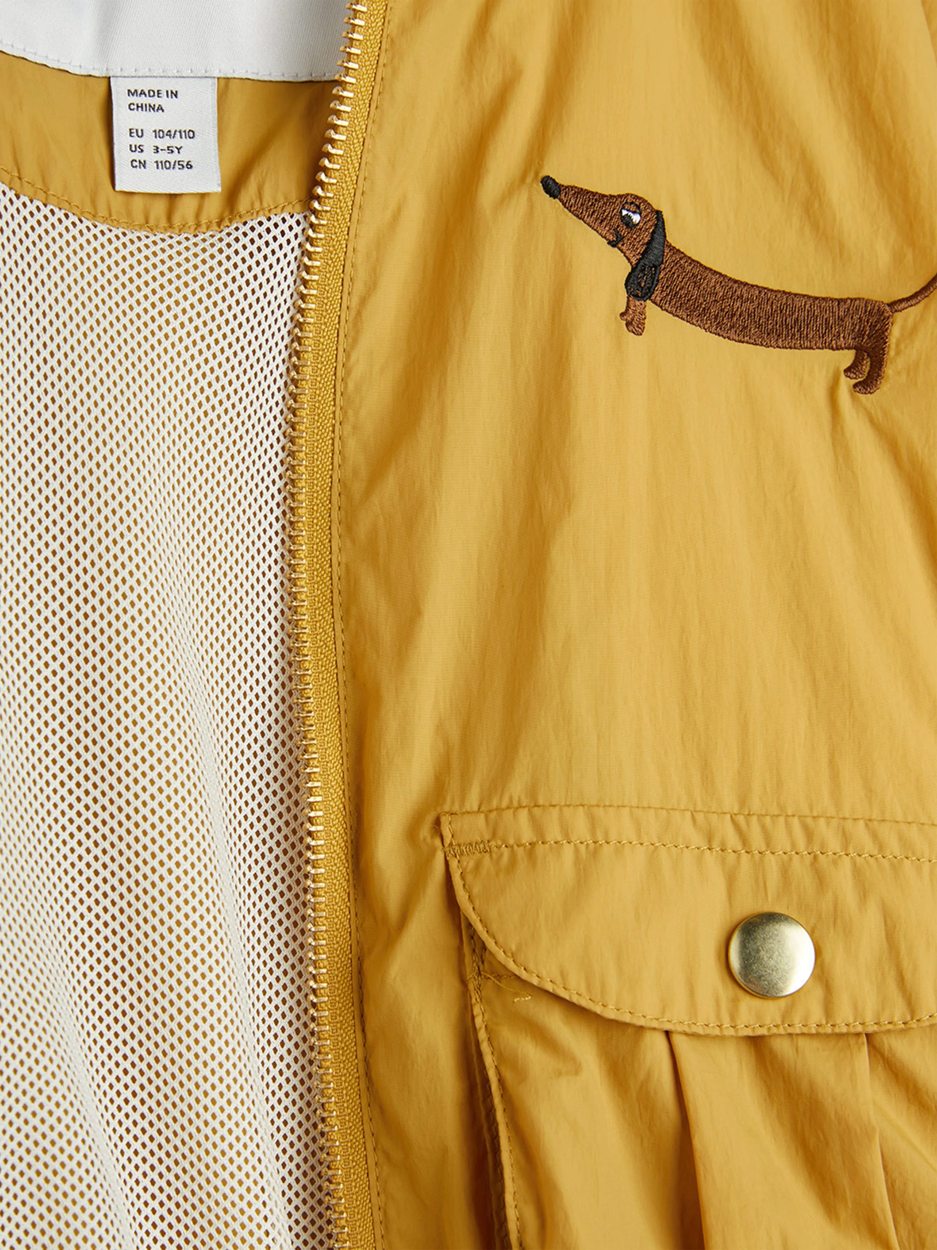 Kinder Baseballjacke mit Hundestickerei in Beige