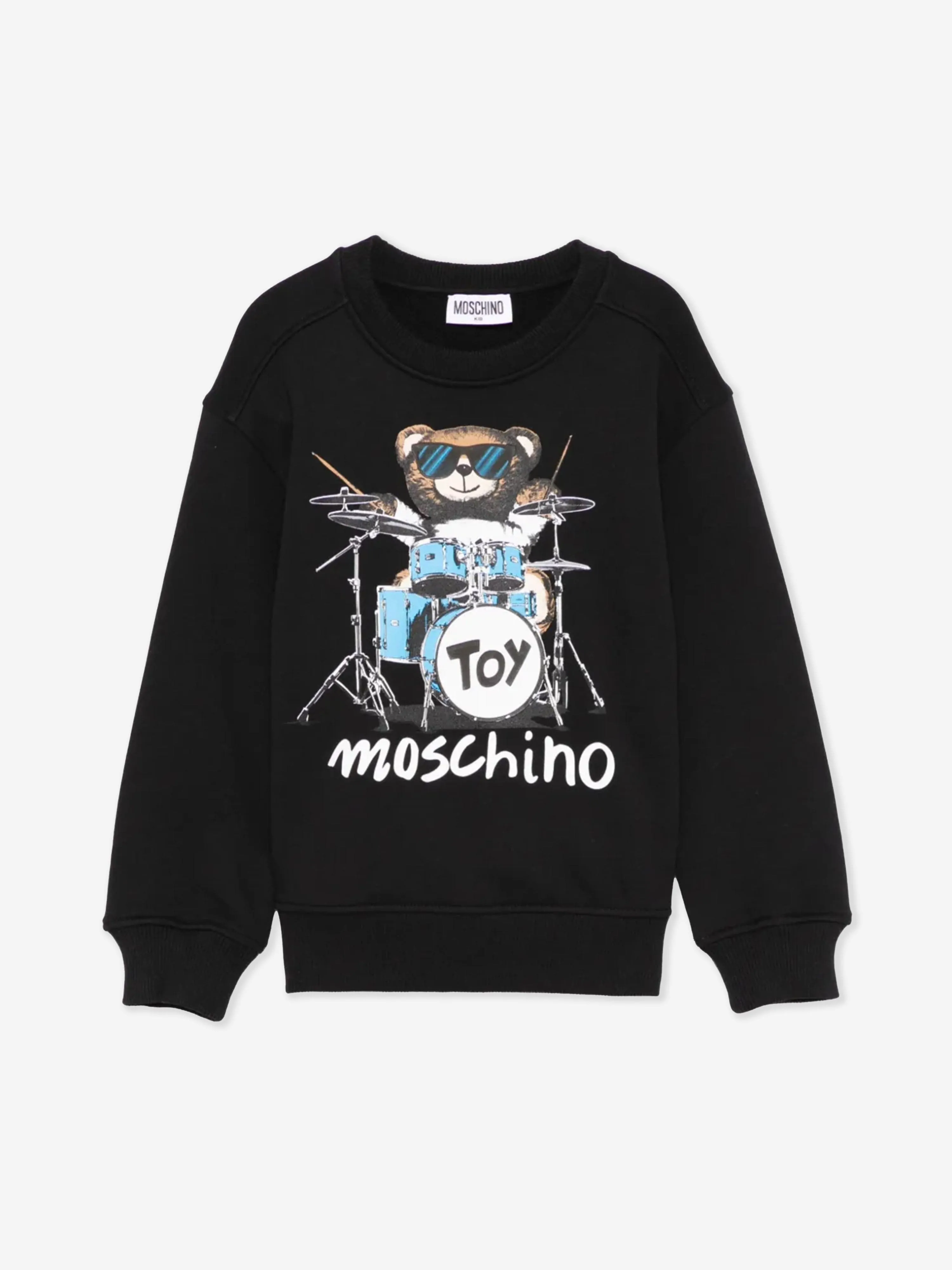 Kinder Drummer Bär Pullover in Schwarz