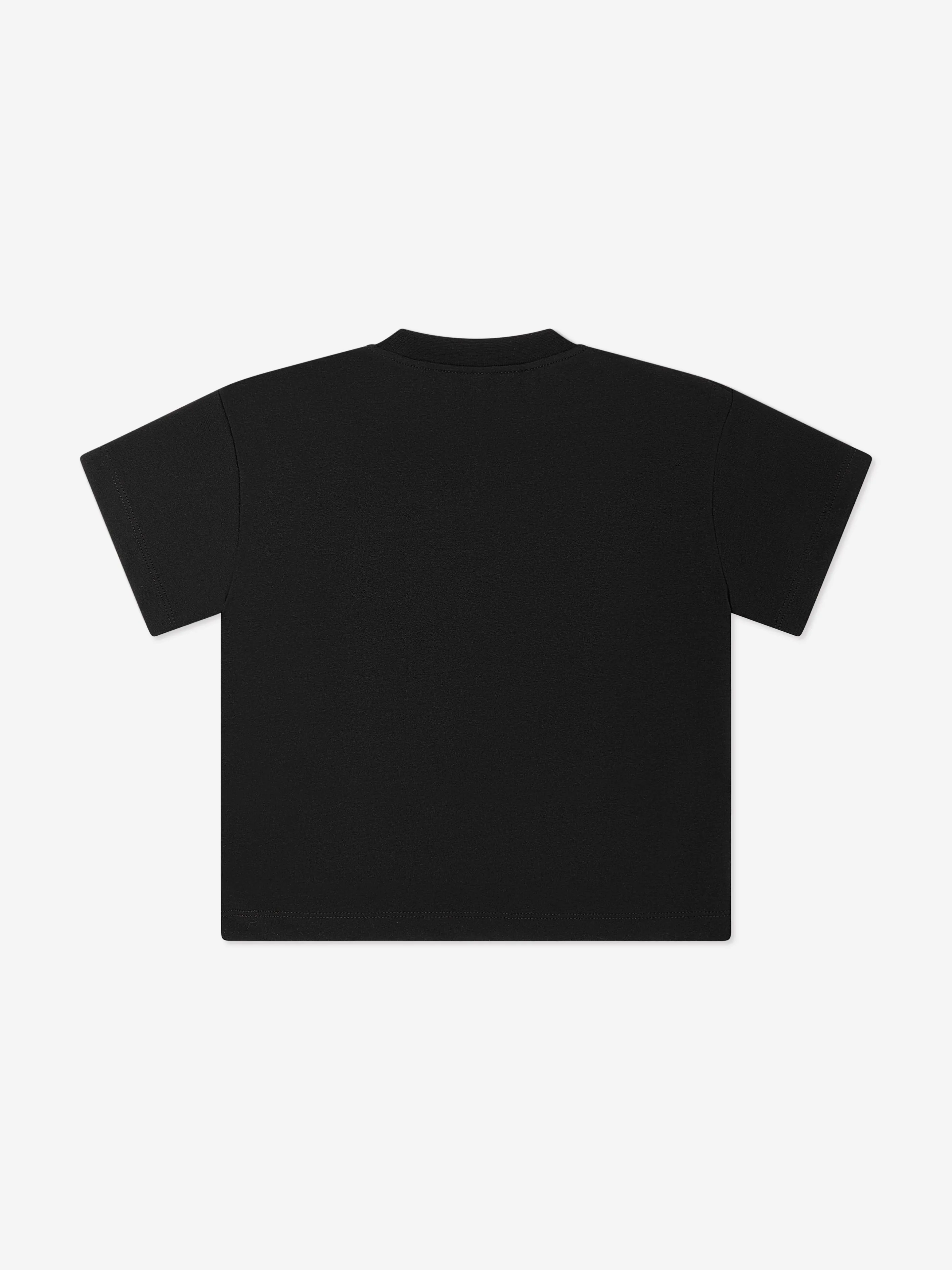 Kinder T-Shirt mit Emblem-Applikation in Schwarz