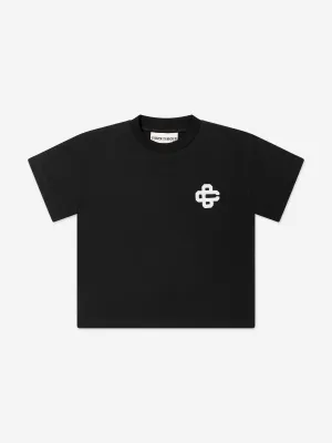 Kinder T-Shirt mit Emblem-Applikation in Schwarz