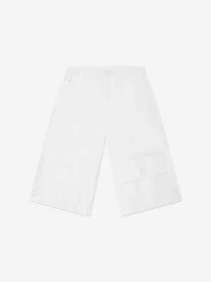 Kinder Gabardine Kurze Hose mit Tasche in Weiß