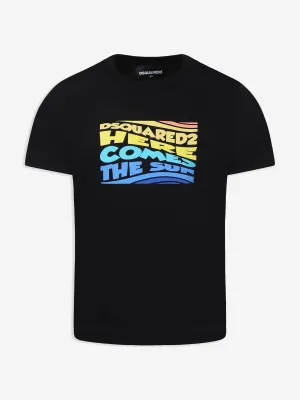 Kinder Hier Kommt Die Sonne T-Shirt in Schwarz