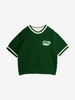 Kinder Lizard Patch Häkel-Strick-T-Shirt in Grün