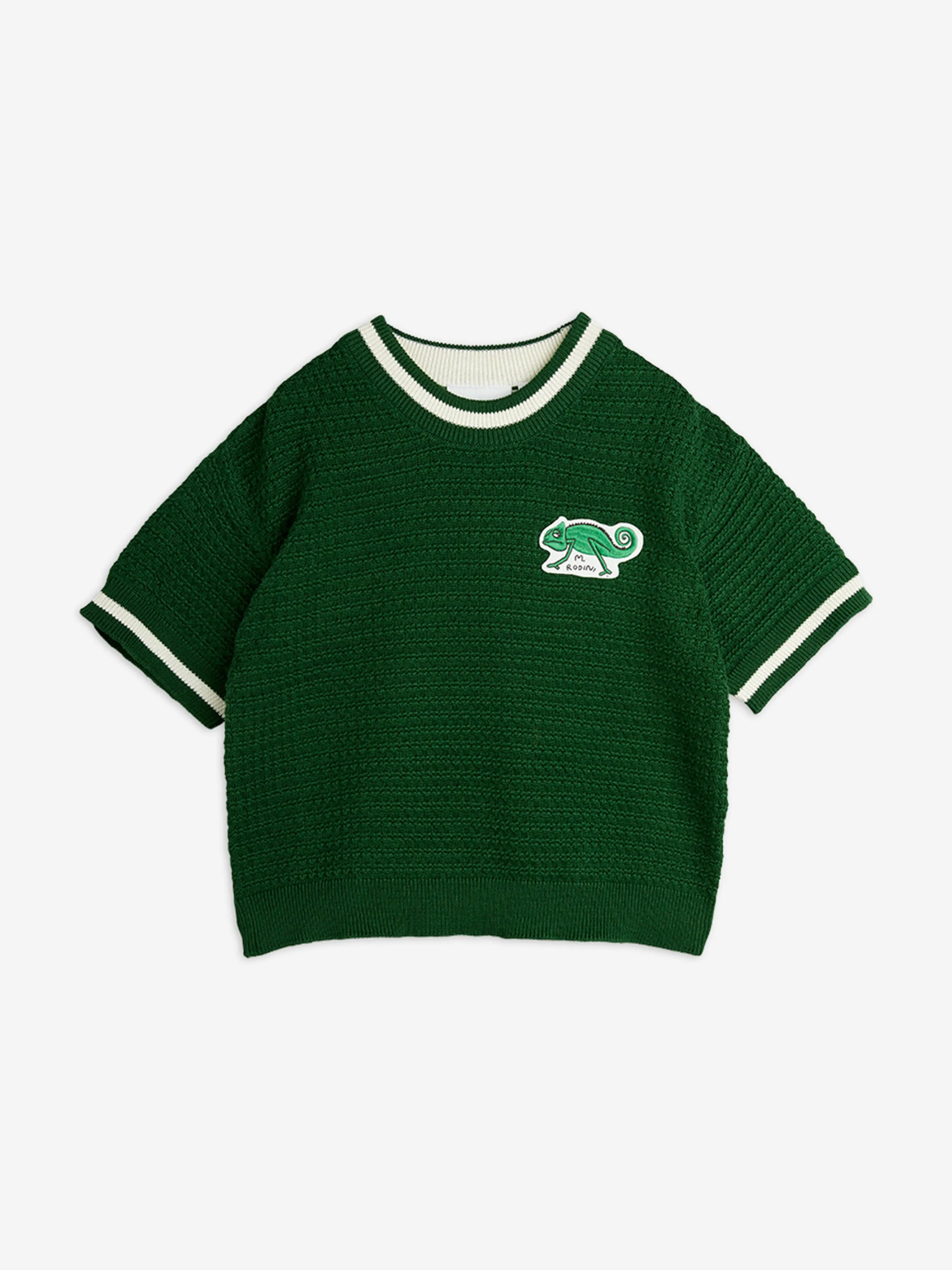 Kinder Lizard Patch Häkel-Strick-T-Shirt in Grün