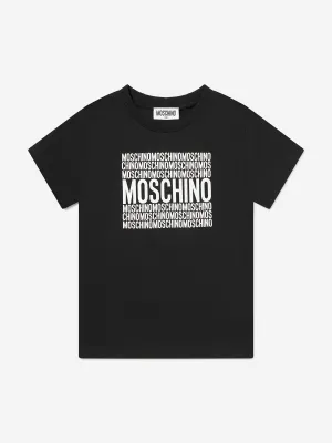 Kinder T-Shirt mit Logo-Print in Schwarz