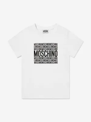 Kinder T-Shirt mit Logo-Print in Weiß