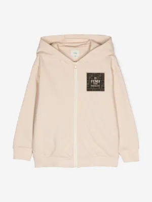 Kinder Logo Reißverschluss-Pullover in Beige