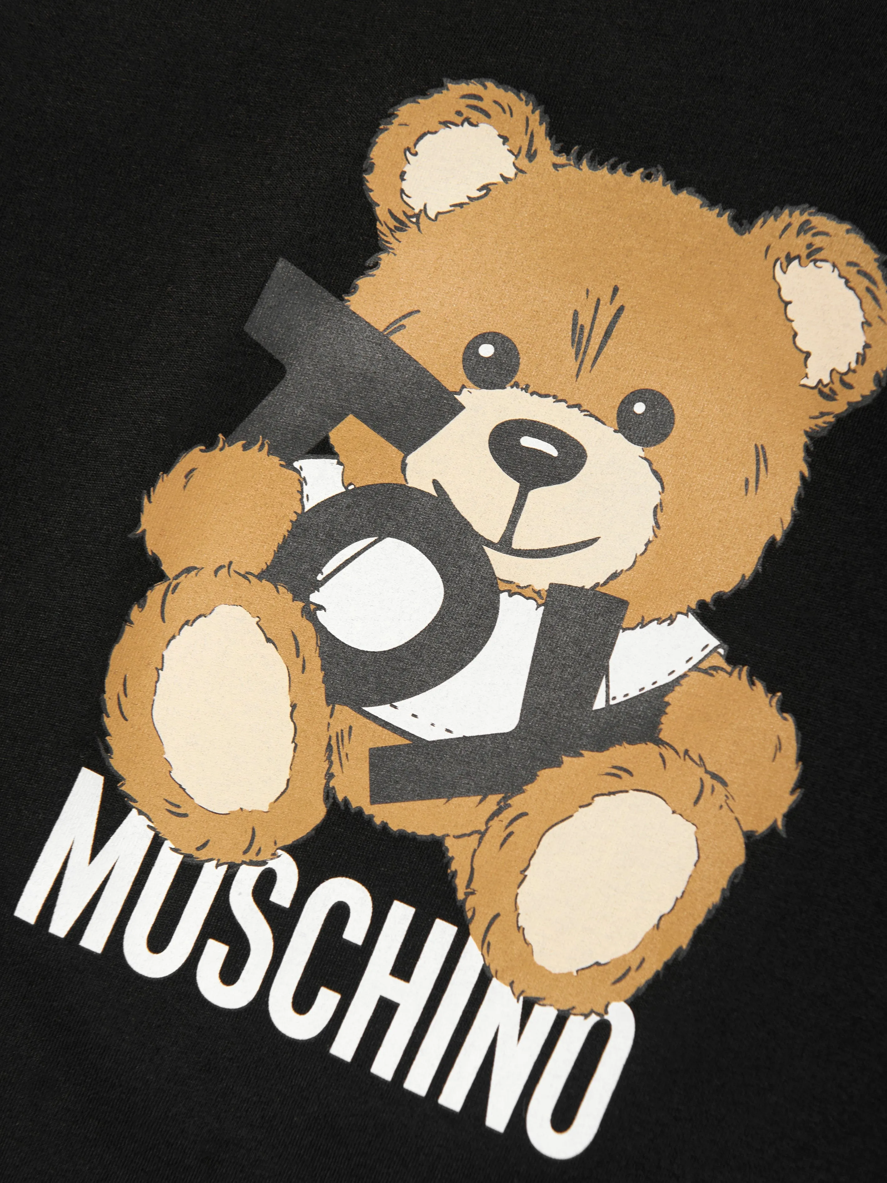Kinder Langarm Teddy T-Shirt in Schwarz